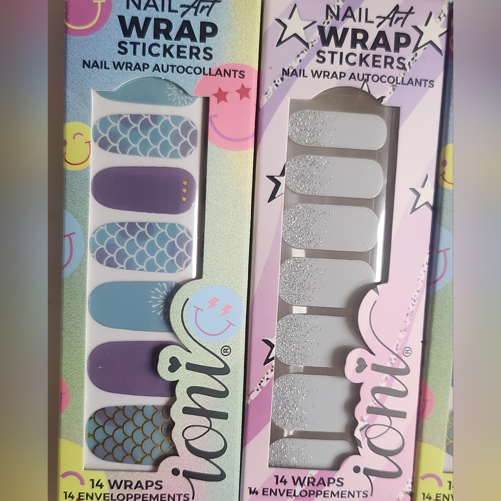 NWT 》2×《IONI COSMETICS NAIL ART WRAPS: HAPPY MERMAID + PINK GALAXY!